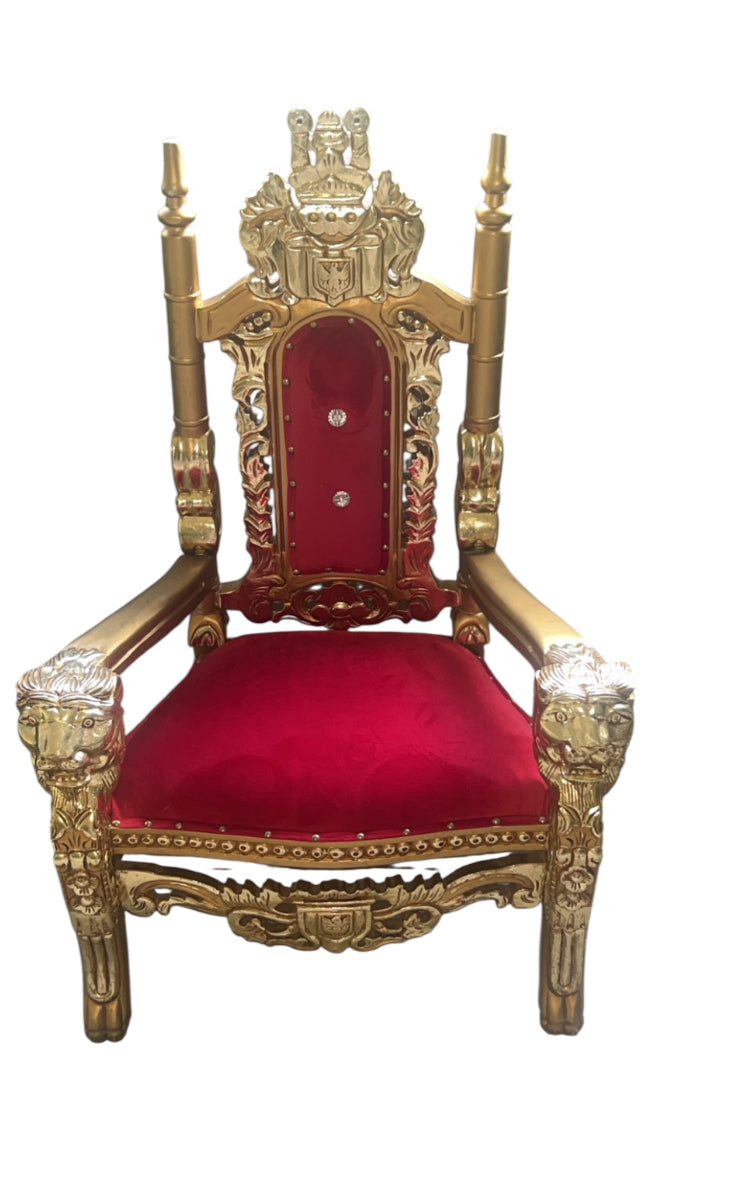 Kids Throne Chair (Red/Gold)